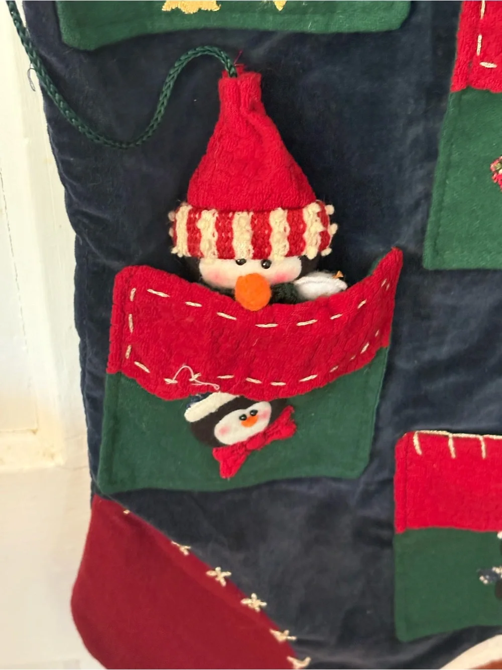 Vintage Christmas Advent Holiday Penguin 1990s Pocket Stocking -